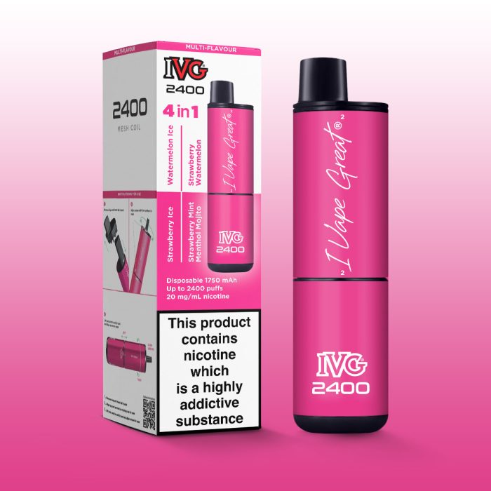 IVG 2400 4 in 1 strawberry ice, straberry mint, watermelon ice, strawberry watermelon